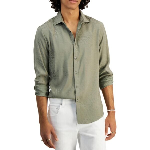 INC Mens Shimmer Collared Button-Down Shirt - Image 2