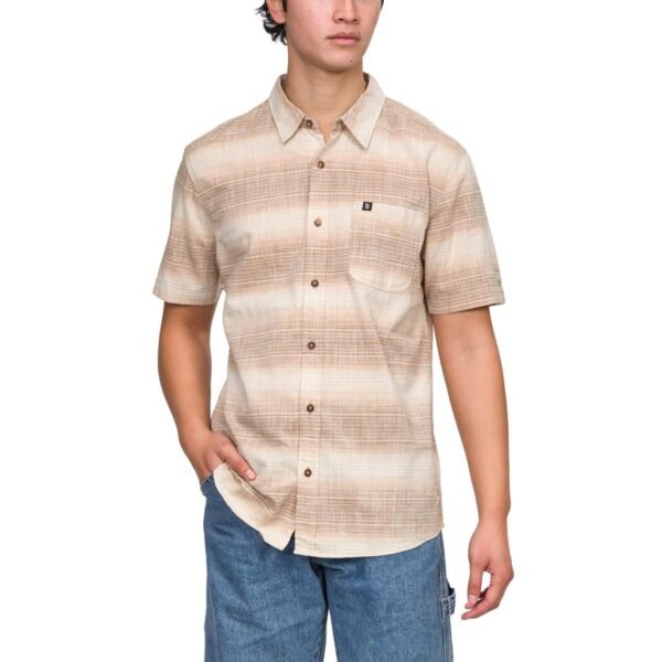 Junk Food Mens Striped Woven Button-Down Shirt